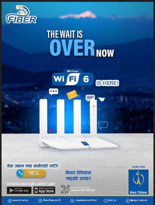 Nepal Telecom WiFi 6 router for FTTH internet with high-speed fiber connectivity in Nepal